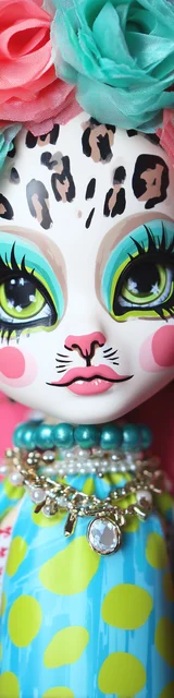 Free colorful bookmark with a stylized cat statue face